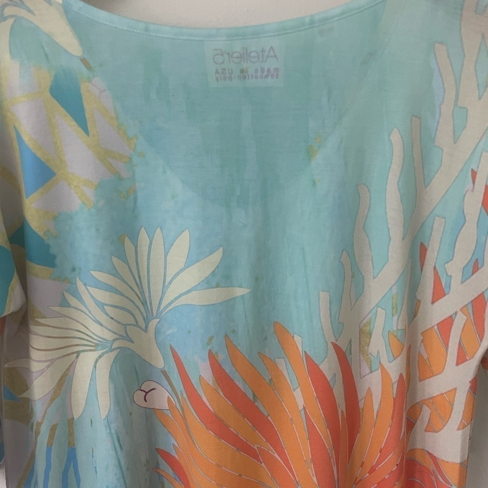 Atelier 5 Gozde Yilmaz Womens Size S Floral 3/4 Sleeve Cotton Poly MIDI - Picture 8 of 11